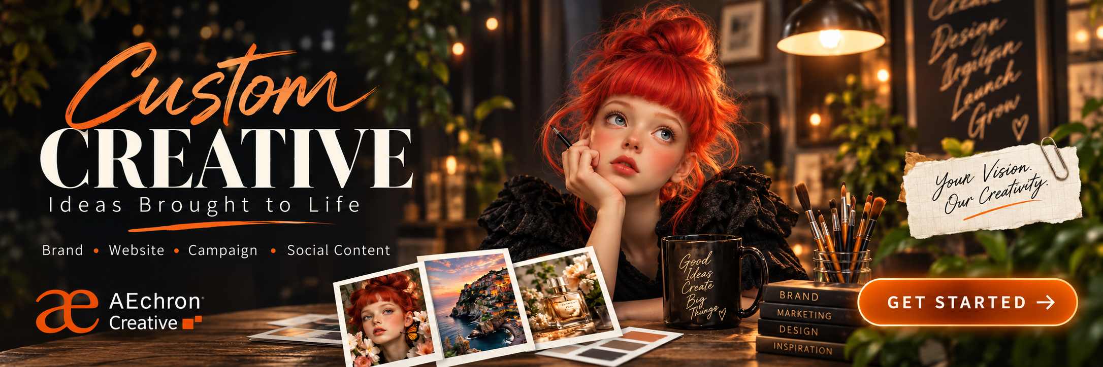 Custom Creative made-to-order creative assets for brands, logos, websites, campaigns, product launches, email marketing, and social content